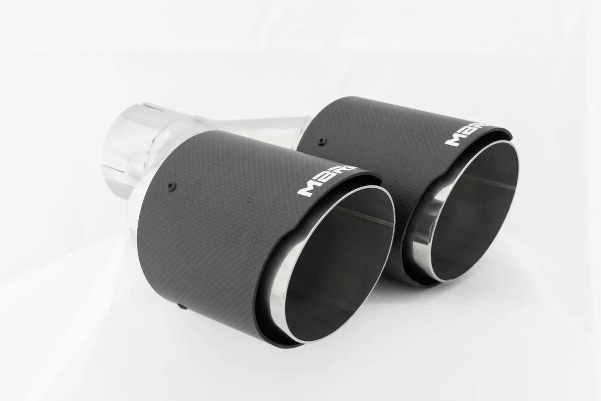 Carbon Fiber Exhaust Tip; 2.5 in. Inlet Diameter; Carbon Fiber; Dual 4 in. Outlet Diameter Out Dual Wall; product image