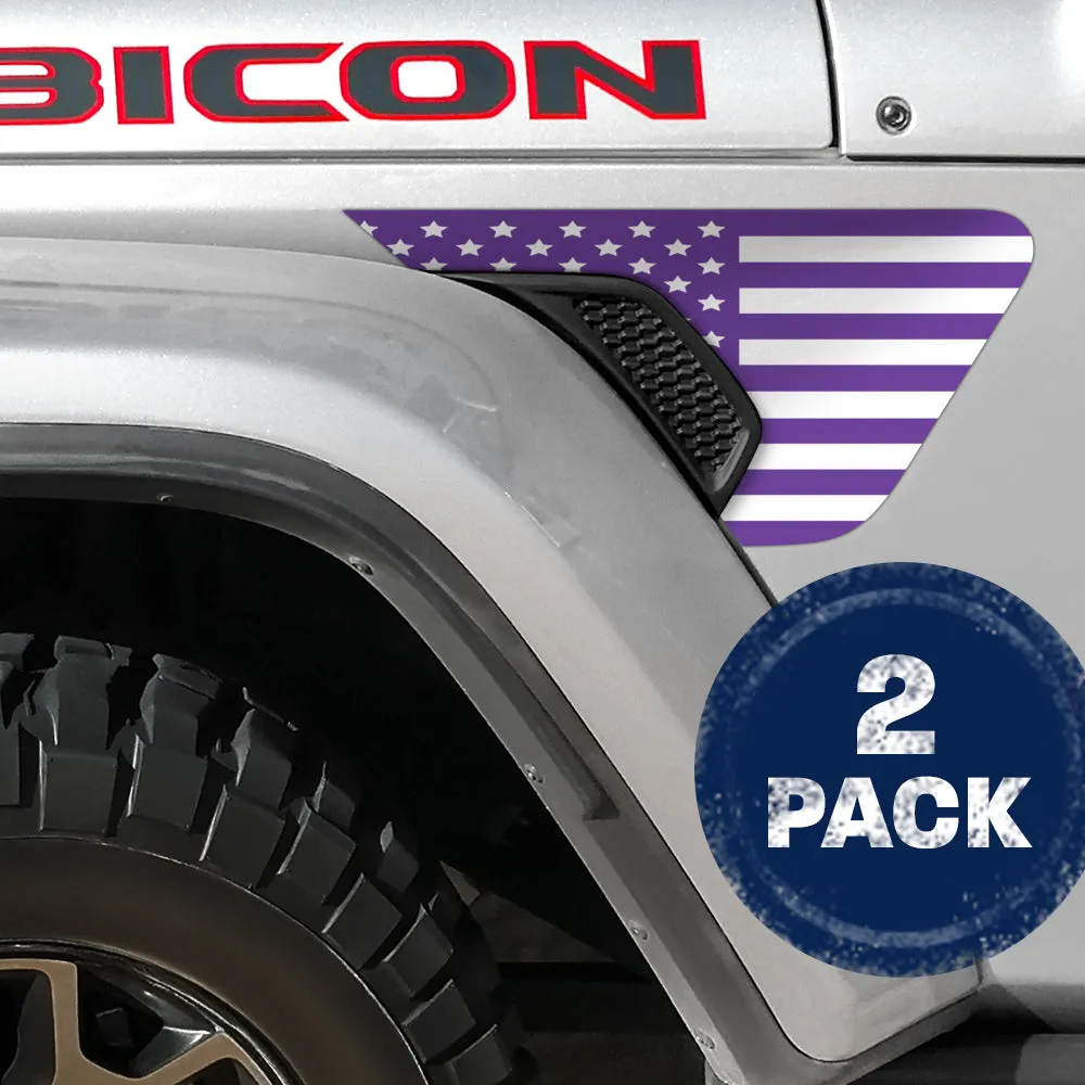 Under The Sun Inserts White and Purple Flag 2pc Vinyl Fender Decal