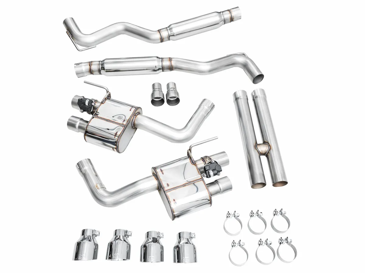 AWE SwitchPath™ Exhaust for S650 Ford Mustang GT Fastback - Quad Chrome Silver Tips product image