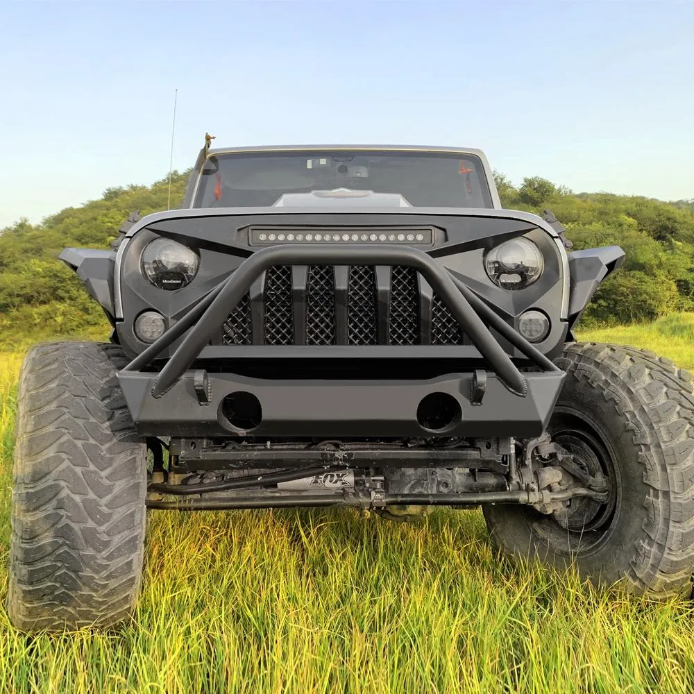 Gladiator Grille W/ LED Off-Road Lights - Matte Black For 07-18 Jeep Wrangler JK product image