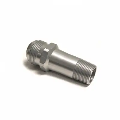 PRW Fitting Elec Water Pump 3/4in Npt to An16 Male Fitting x 3.5 In. Long Billet