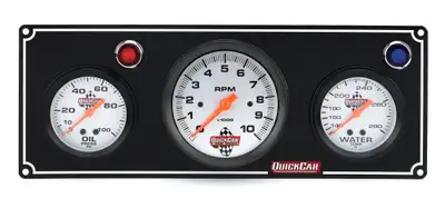 Quickcar Racing Products 2-1 Gauge Panel OP/WT w/ 3in Tach Black