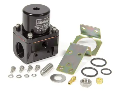 Edelbrock Edelbrock 174053 Carbureted Adjustable Bypass Fuel Pressure Regulator (180 GPH) in Black Finish