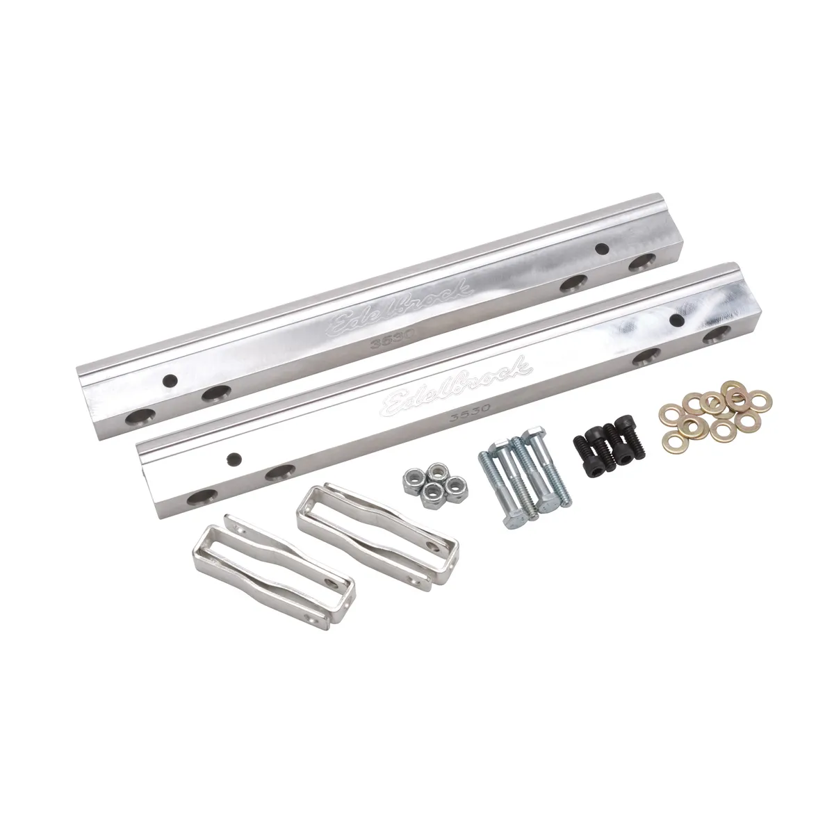 Edelbrock 3630 Fuel Rail Kit for Small-Block Chevy -6 AN in Clear Finish product image