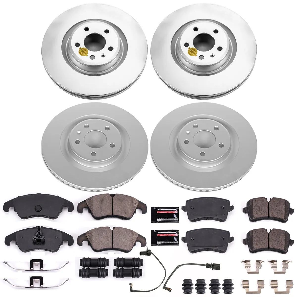 Z23 Sport Geomet Coated Rotor Kit For European Vehicles: Genuine Geomet Fully Coated Rotors; Carbon-Fiber Ceramic Pads W/Hardware; Pad Sensors product image